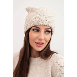 Kesi Women's winter hat with decorative knit and classic design K372 beige