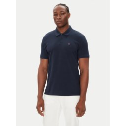 Calvin Klein Jeans Тениска с яка и копчета LV040EM269 Тъмносин Regular Fit