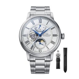 Orient Star RE-BT0005S - Автоматичен, Луна Фаза, Полускелетен, Бял Циферблат, 50ч Резерв, Стомана и Кожа