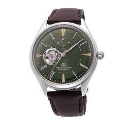 Orient Star RE-AT0202E Мъжки часовник - Автоматичен, Маслено-Зелен Циферблат, Полу-Скелетон, 40мм, Резерв 50ч, 50м Водоуст., Кожена Каишка