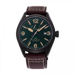 Orient Star RE-AU0201E Мъжки часовник - Спортен Автоматичен, Маслено-Зелен Циферблат, 41мм, Резерв 50ч, 100м Водоуст., Кожена Каишка