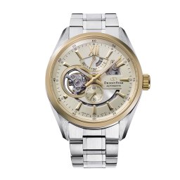 Orient Star RE-AV0124G Мъжки часовник - Автоматичен, Златист Циферблат, Полу-Скелетон, 41мм, Резерв 50ч, 100м Водоуст.