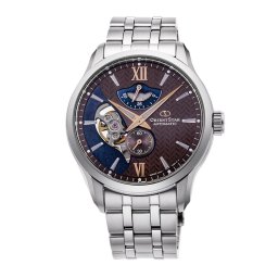 Orient Star RE-AV0B02Y Мъжки часовник - Автоматичен, Синьо-Кафяв Циферблат, Полу-Скелетон, 41мм, Резерв 50ч, 100м Водоуст.