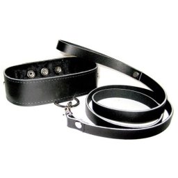 Кожен колар с каишка "COLLAR BLACK"
