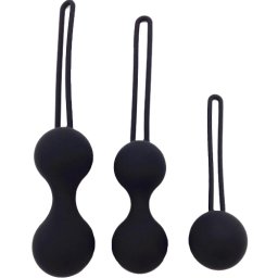 Комплект от различни анално-вагинални топчета Медицински силикон "AMAZING BLACK TRIO"