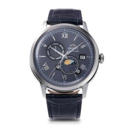 Orient RA-AK0806L Мъжки часовник - Автоматичен, Тъмносин Циферблат, Синя Кожена Каишка, Дата, Ден, 41.5 мм, 30м Водоуст.