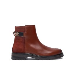 Tommy Hilfiger Боти Th Logo Leather Mix Chelsea FW0FW08336 Кафяв