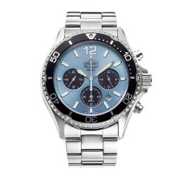 Orient RA-TX0206L Мъжки часовник - Соларен Хронограф, Син Циферблат, Въртящ се Безел, 42.8 мм, 200м Водоуст.