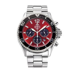 Orient RA-TX0207R Мъжки часовник - Соларен Хронограф, Червен Циферблат, Въртящ се Безел, 42.8 мм, 200м Водоуст.