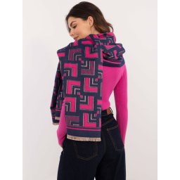 Navy blue and fuchsia women's scarf with patterns