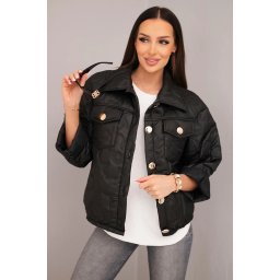 Kesi Włoski Women's spring quilted jacket with floral pattern black