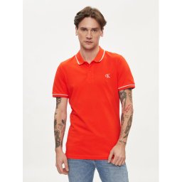 Calvin Klein Jeans Тениска с яка и копчета J30J315603 Червен Slim Fit
