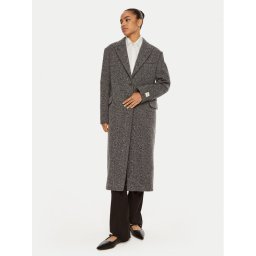 Calvin Klein Вълнено палто Herringbone Single K20K207710 Сив Regular Fit
