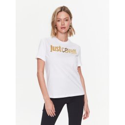 Just Cavalli Тишърт 74PBHF00 Бял Regular Fit