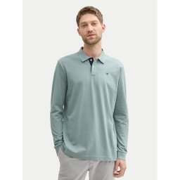 Tom Tailor Тениска с яка и копчета 1043278 Зелен Regular Fit