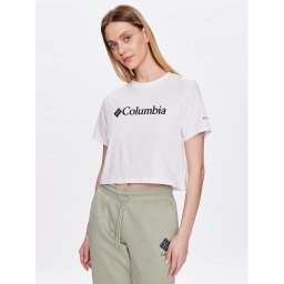 Columbia Тишърт North Casades 1930051 Бял Cropped Fit