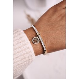 Steel bracelet with cubic zircon Tree of Life Golden Alive