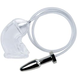 Силиконова пенис клетка с уретрална тръба и Butt Plug "UNO WHITE CHASITY"