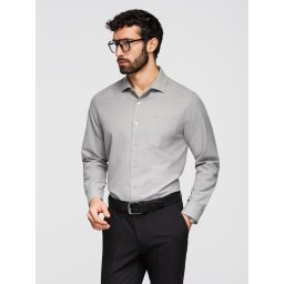 Мъжка риза Ombre REGULAR FIT с джоб - сива