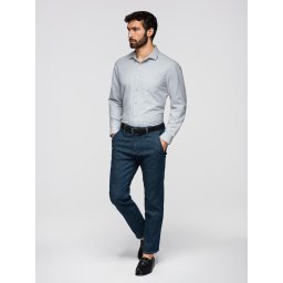 Мъжка риза Ombre REGULAR FIT с джоб - сива