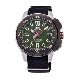 Orient RA-AC0N03E Мъжки часовник - Спортен M-FORCE, Автоматичен, Масленозелен, Компас, Текстил, Сапфир, 20 ATM