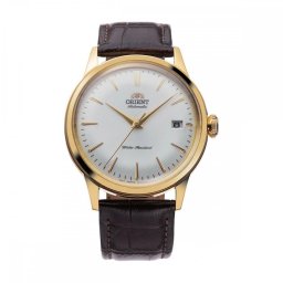 Часовник Orient RA-AC0M01S - Класически, Унисекс, Автоматичен, Бял циферблат, Кожа, Прозрачен гръб, Куполообразно стъкло