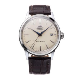 Часовник Orient RA-AC0M04Y - Класически, Унисекс, Автоматичен, Бежов циферблат, Кожа, Прозрачен гръб, Куполообразно стъкло