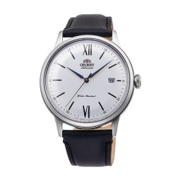 Orient RA-AC0022S Мъжки часовник - Класически, Автоматичен, Бял циферблат, Черна кожа, Прозрачен гръб