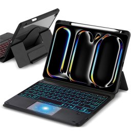 TP-5010D магнитен калъф с Bluetooth клавиатура и RGB подсветка за iPad (2025) / 10.9 (2022)