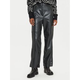Max Mara Leisure Панталони от имитация на кожа Struzzo 2426786098 Черен Straight Fit