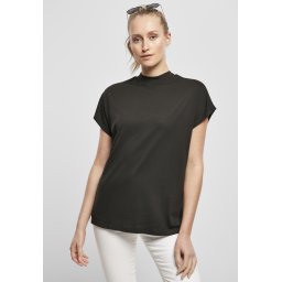 Women's oversized viscose cut t-shirt on the sleeve black