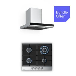 Klarstein Газов плот Verosteel + коминен абсорбатор Verosteel | неръждаема стомана | 60 см (10047395+10047433)