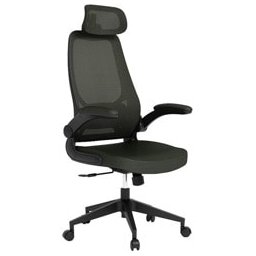 Работен стол OKOffice Beta HB P037A, до 130кг, дамаска/меш, газов амортисьор, коригиране височина, черен