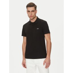 Lacoste Тениска с яка и копчета DH5522 Черен Regular Fit