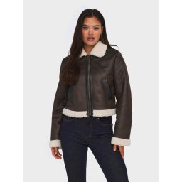 ONLY Яке от имитация на кожа Betty 15324138 Кафяв Regular Fit