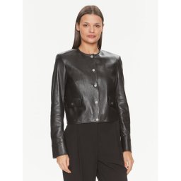 Boss Кожено яке Samarie 50505500 Черен Slim Fit
