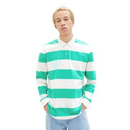 Tom Tailor Denim Тениска с яка и копчета 1035281 Зелен