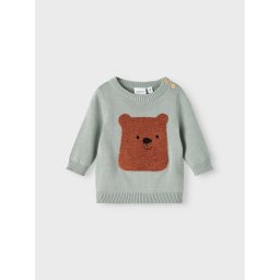 NAME IT Пуловер 13207111 Зелен Regular Fit
