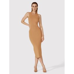 Simple Лятна рокля SUD015 Кафяв Slim Fit