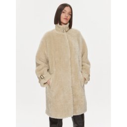 Liu Jo Кожено палто MF3176 ES002 Бежов Relaxed Fit