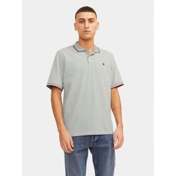 Jack & Jones Тениска с яка и копчета Bluwin 12169064 Сив Regular Fit