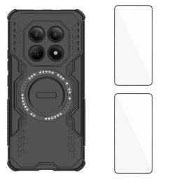 Магнитен калъф WANLONFENG DJ за Xiaomi Redmi Note 15 Pro+ 5G / Poco M8 Pro 5G с 2 бр. Стъклен Протектор - PC+TPU - 4 Цвята