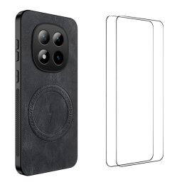 Магнитен калъф WANLONFENG SD за Xiaomi Poco M8 Pro 5G / Xiaomi Redmi Note 15 Pro+ 5G (Global) - PC+TPU, Напа Текстура, 2 бр. Протектор- 4 Цвята