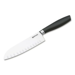 Кухненски нож Boker Solingen Core Professional Santoku with Hollow Edge, 29.5 см, неръждаема стомана, черен