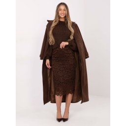 Кафява пола-калъф с дантела