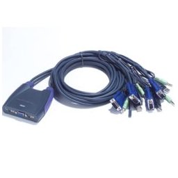 KVM суич ATEN CS64US, от 2x USB A(ж), 1x HDB-15(VGA)(ж), 1x 3.5mm jack(ж) към 4x USB A(м), 4x HDB-15(VGA)(м), 4x 3.5mm jack(м)