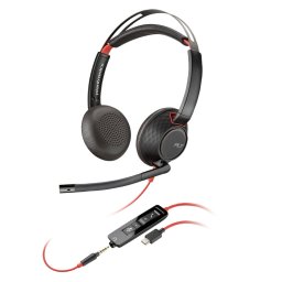 Конферентни слушалки HP Poly Blackwire 5220 Stereo, микрофон, шумопотискащи, 32mm говорители, USB, Jack 3.5mm, черни