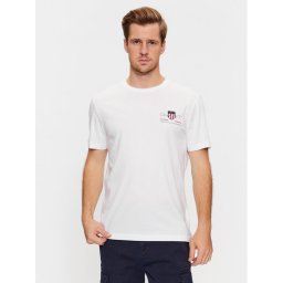 Gant Тишърт Reg Archive Shield Emb Ss 2067004 Бял Regular Fit