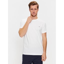 Gant Тишърт Shield 2003185 Бял Slim Fit