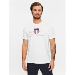 Gant Тишърт Reg Archive Shield Ss 2003199 Бял Regular Fit